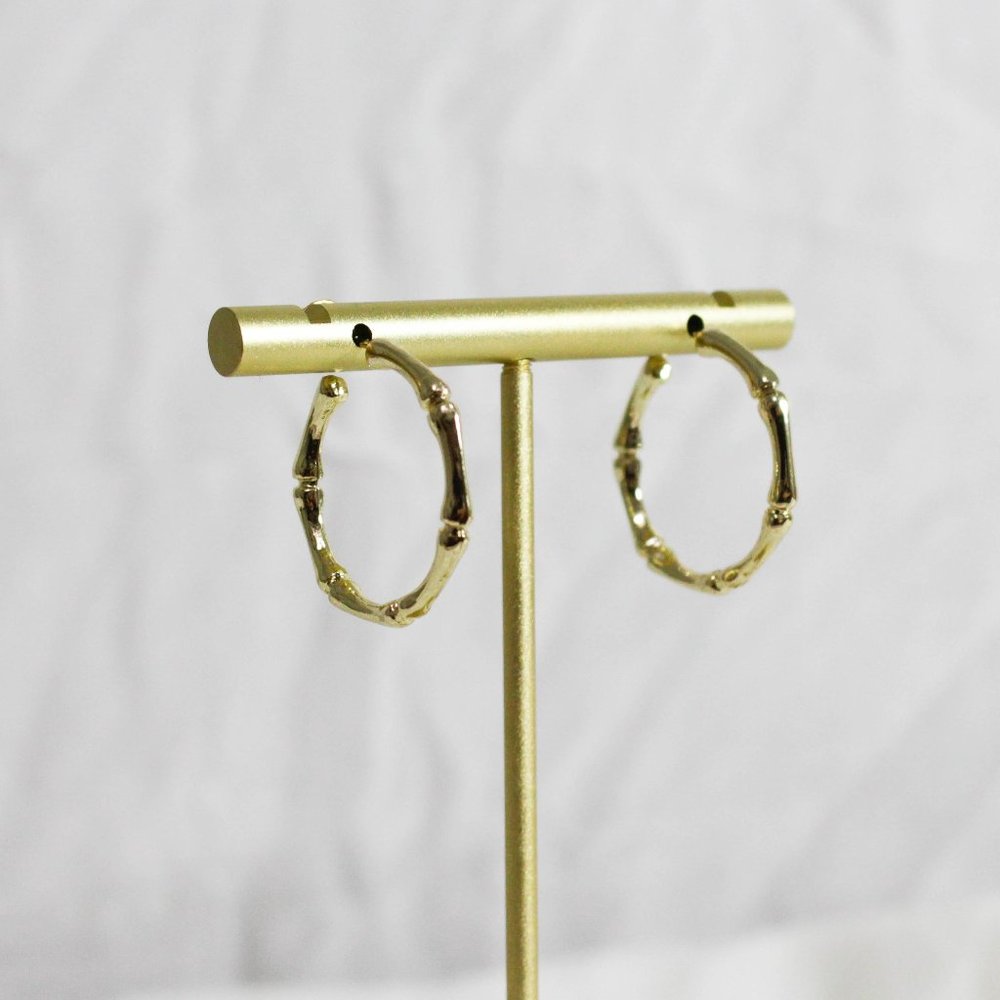 Bamboo Metal Open Hoop Earring